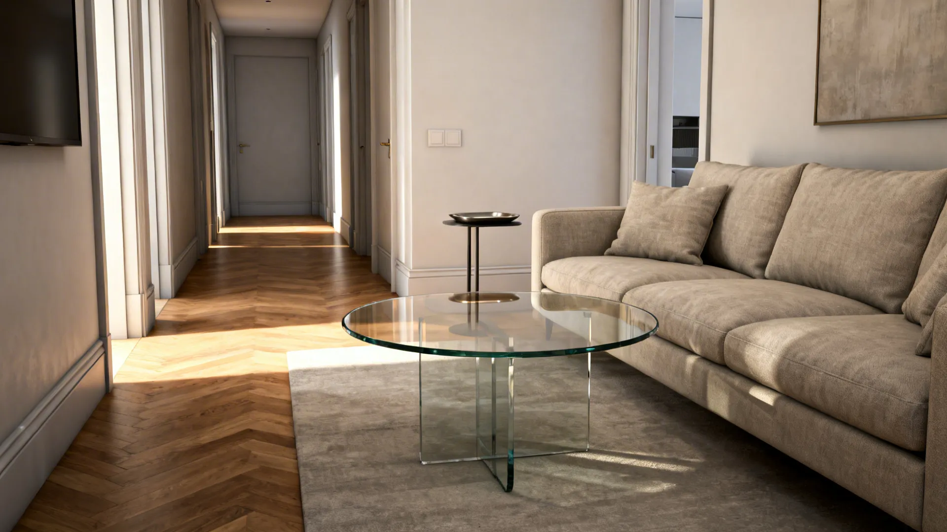 4. Round Glass Table to Soften Corners