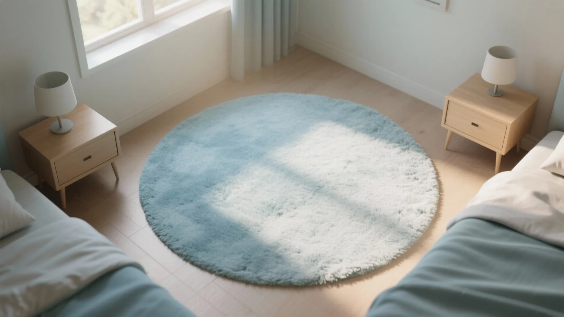 3. Use a rounded rug to soften sharp corners