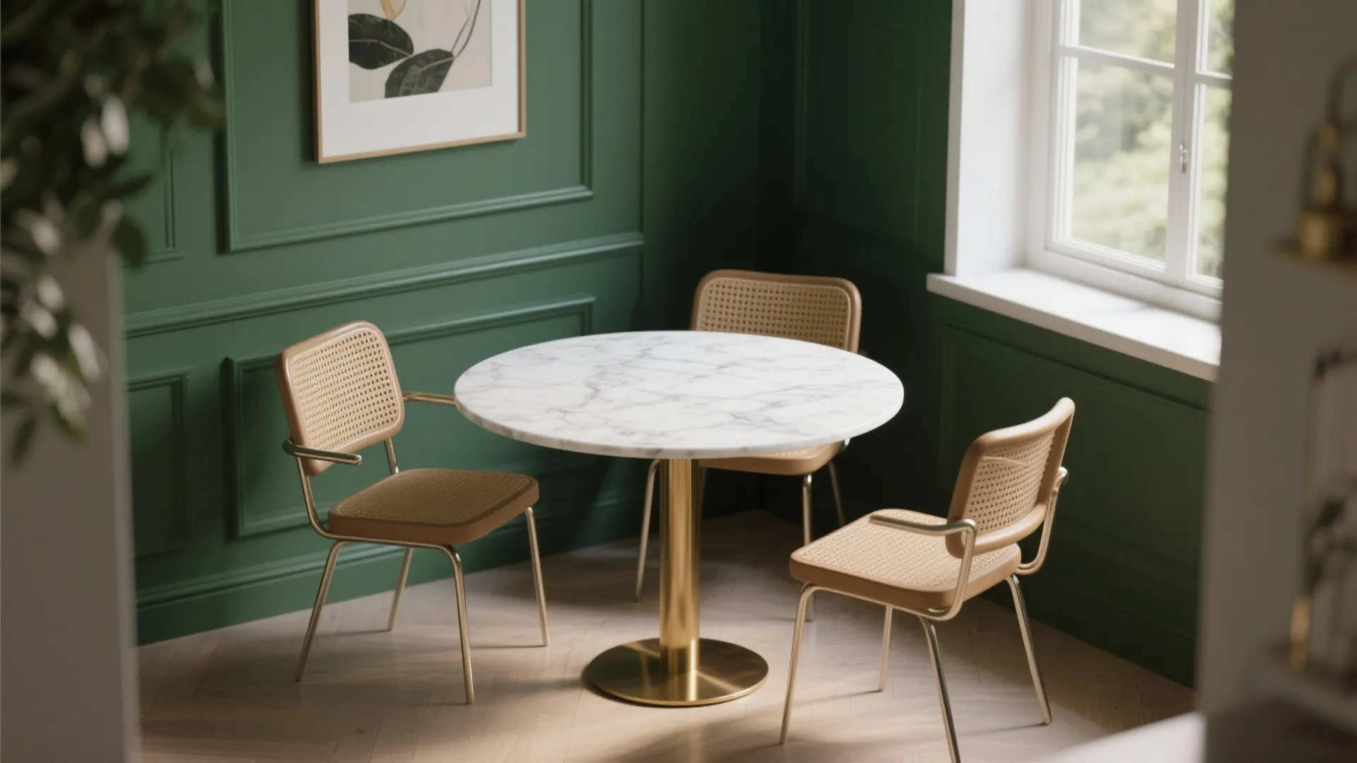 2. Round marble top and brass legs