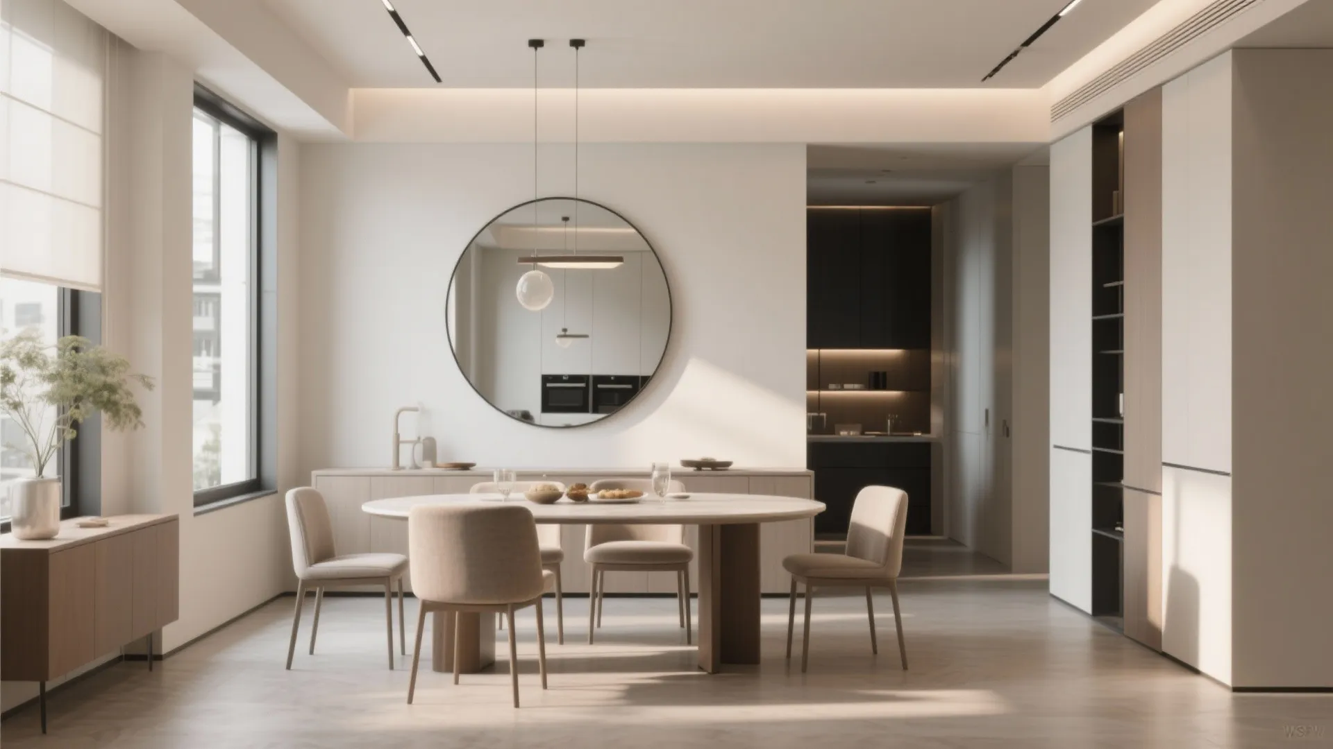 4. Round Mirror for Soft Contrast