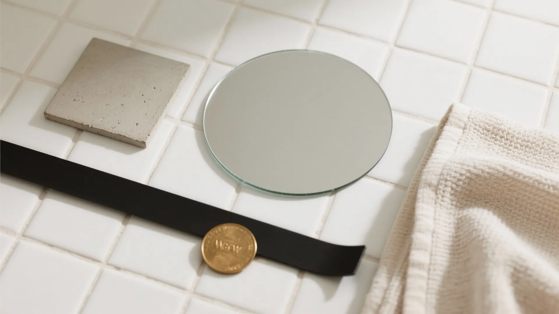 3) Round Statement Mirrors to Balance Tight Vanities