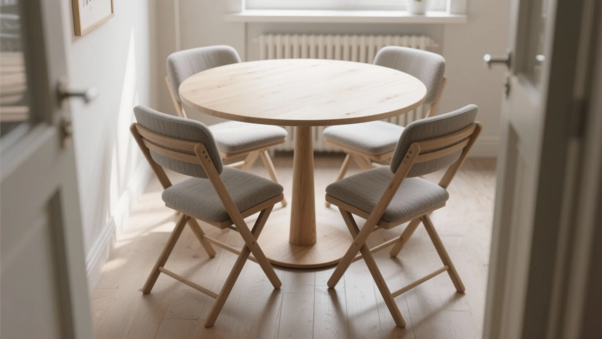 3. Round tables and nesting chairs