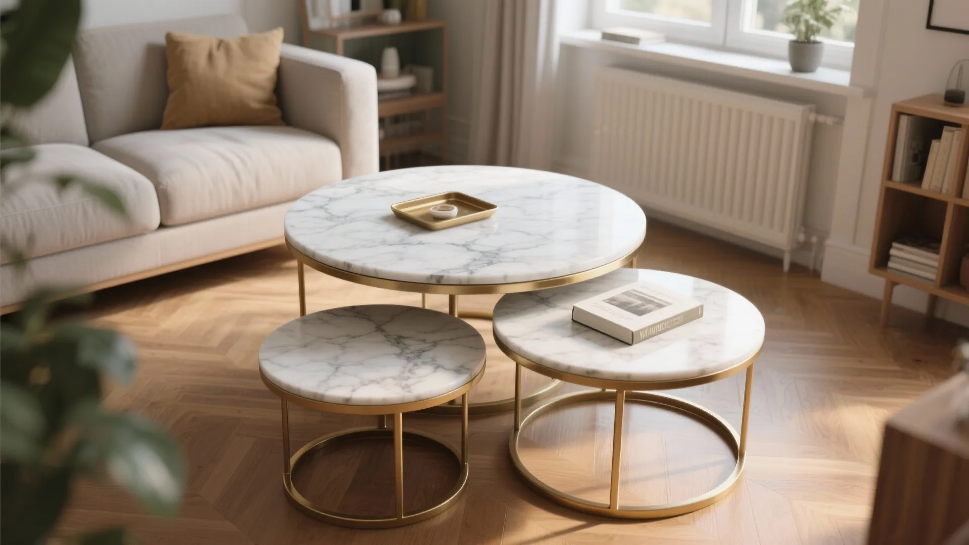 2. Round nesting tables that stack away