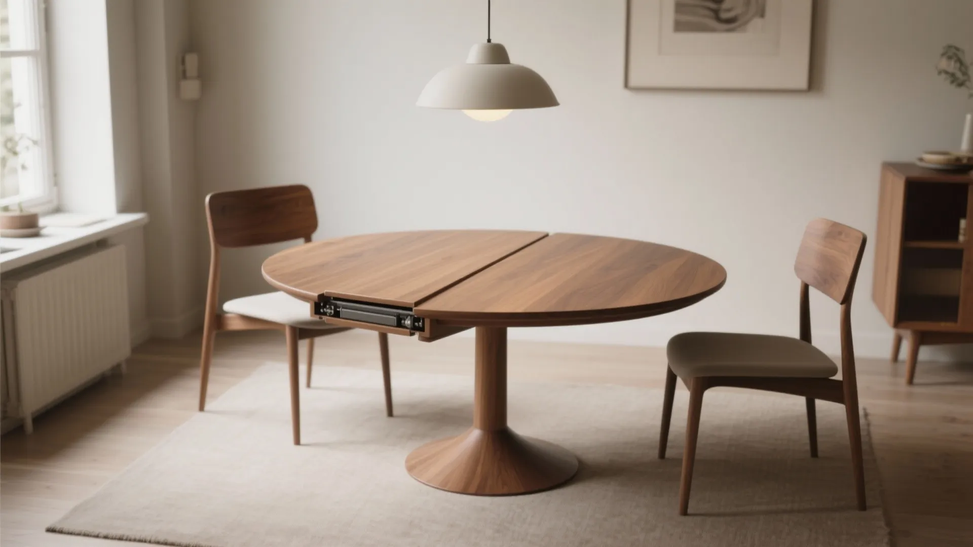 3. Round-to-oval extendable table for flow