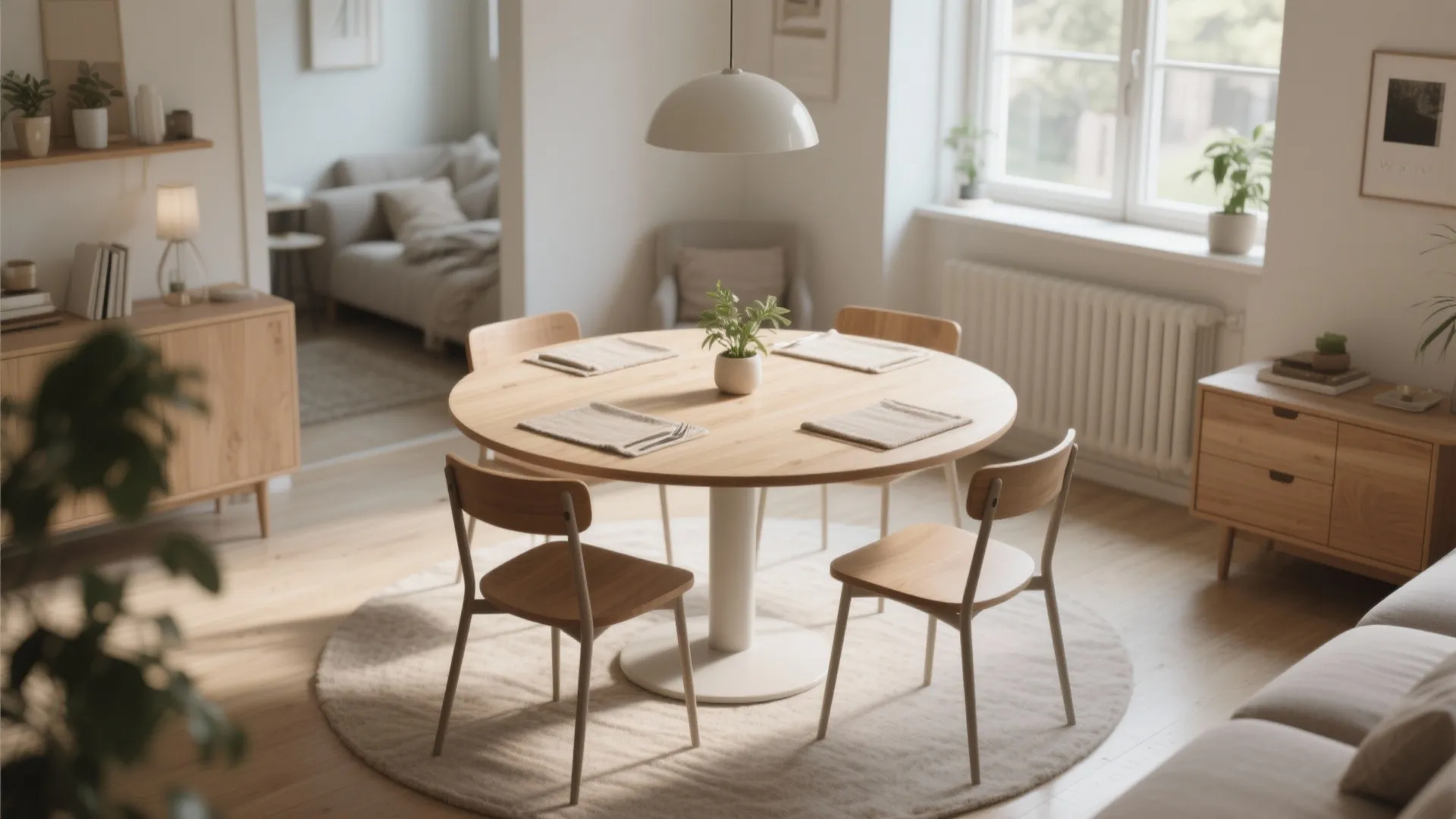 4. Round or pedestal tables to improve flow