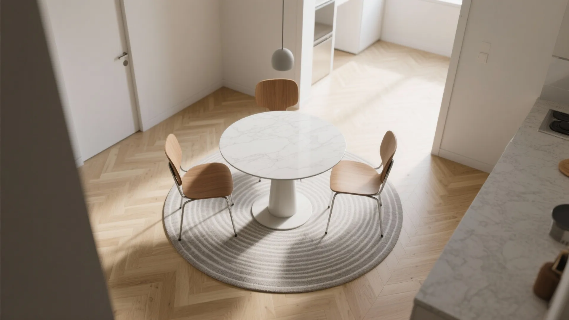 3) Round or Pedestal Table for Smoother Circulation