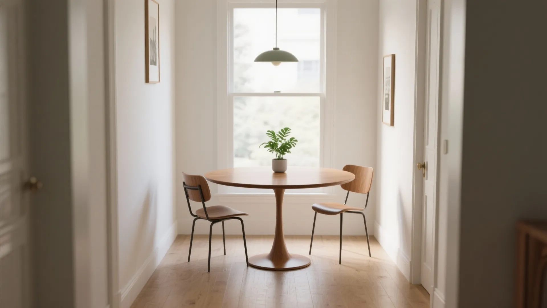 2. Round pedestal table for better flow