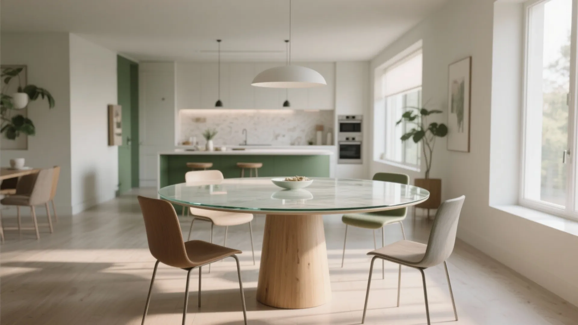 3. Round pedestal tables to improve flow