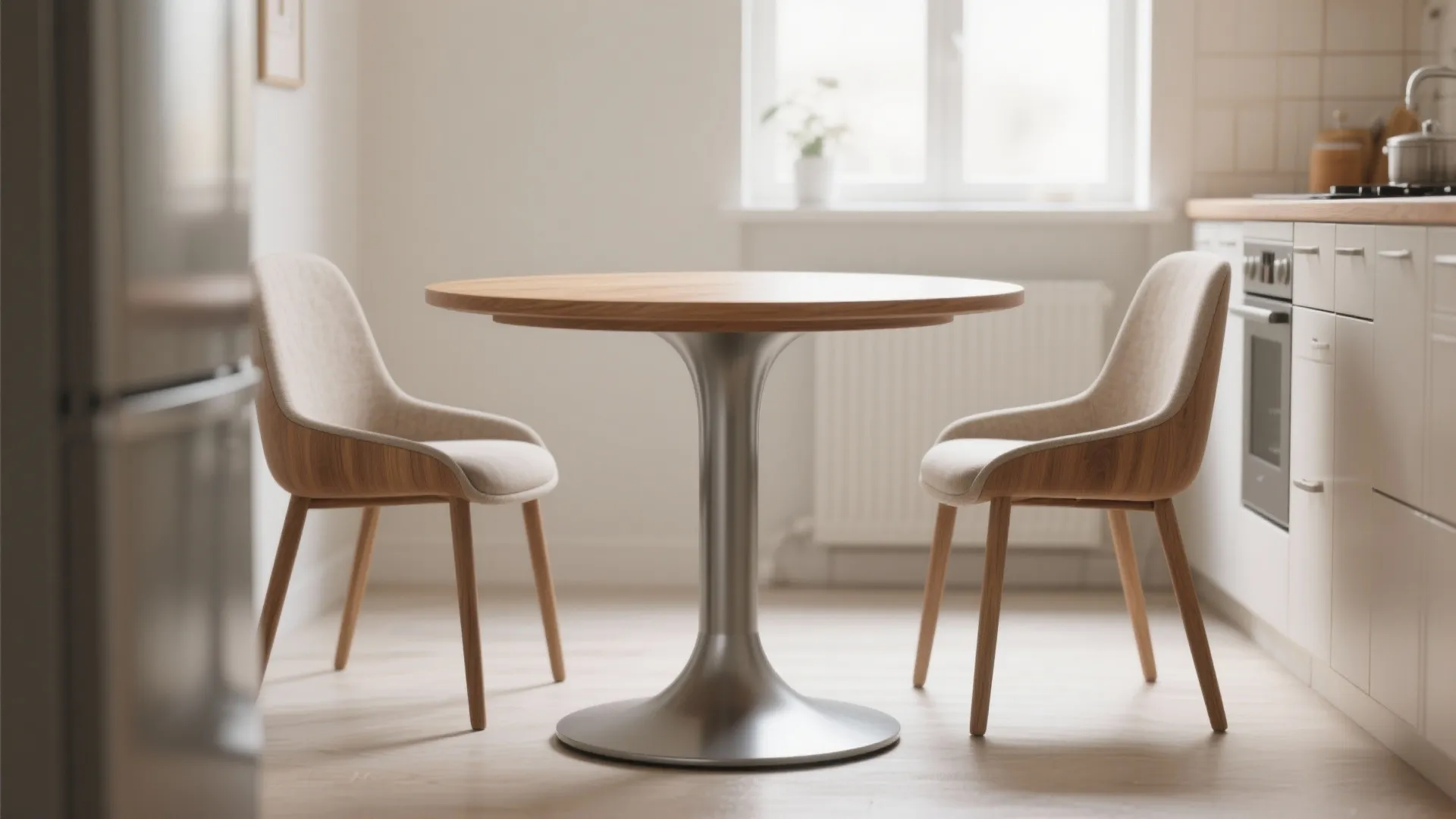 3. Round pedestal table for flexible flow
