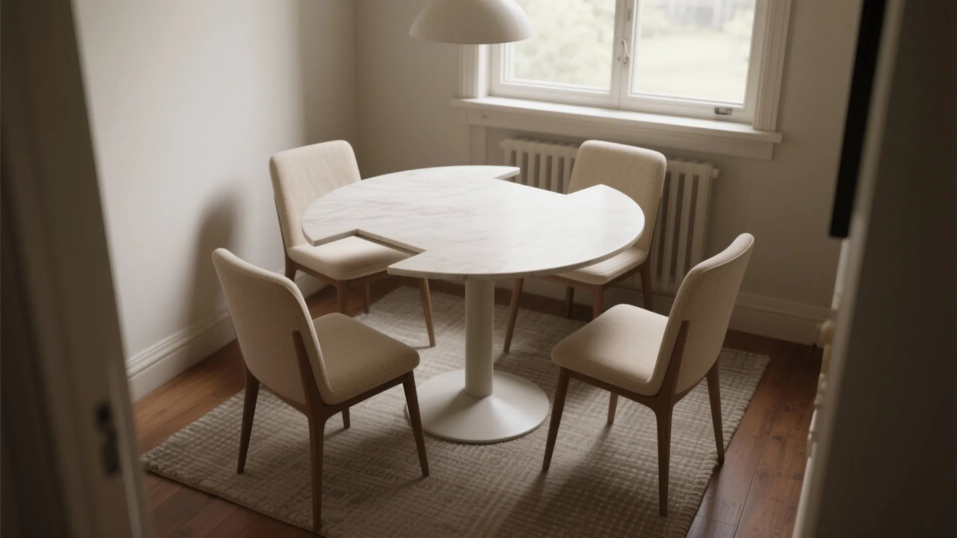 1. Round pedestal table — cozy and flexible