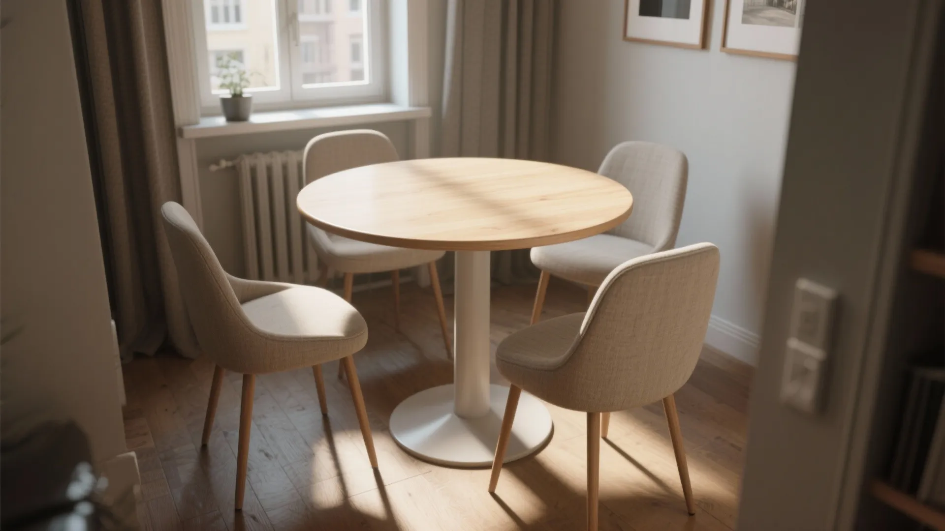 1. Round Pedestal Table — Friendly and Flowing