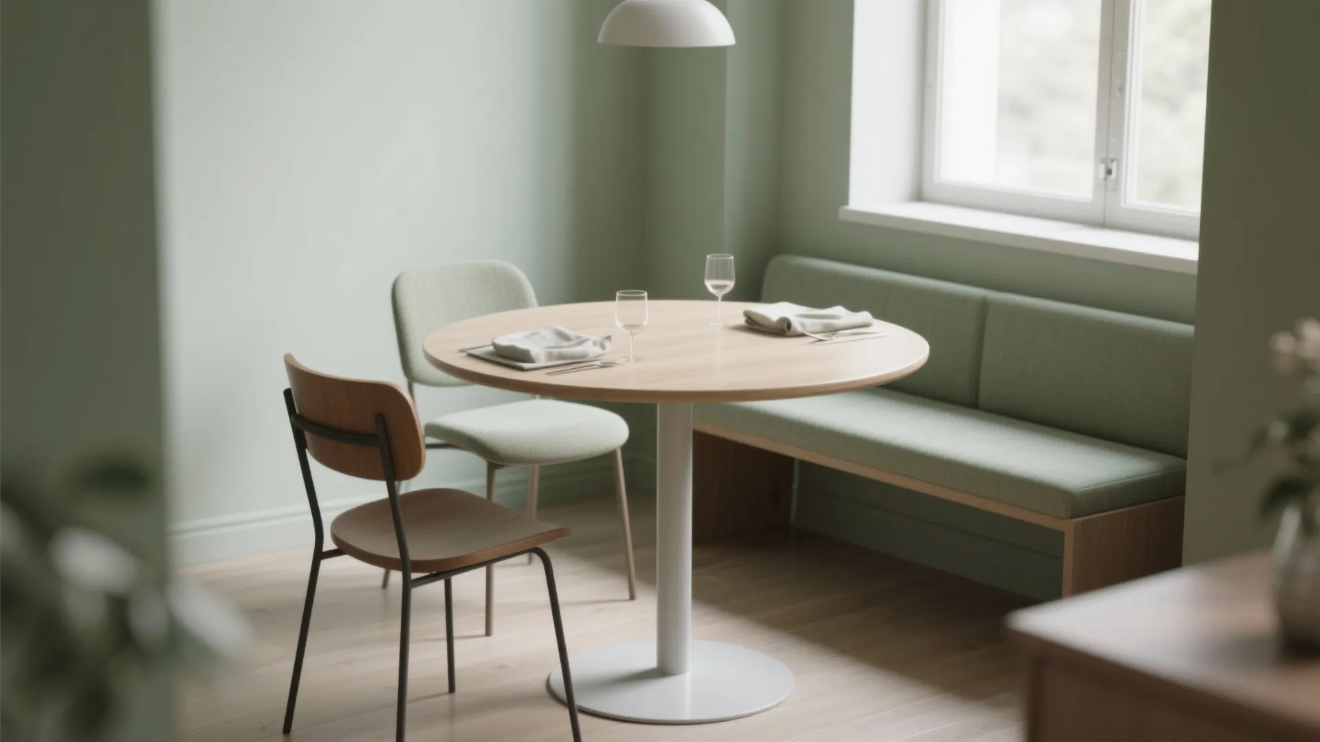 2. Round pedestal table for easy flow