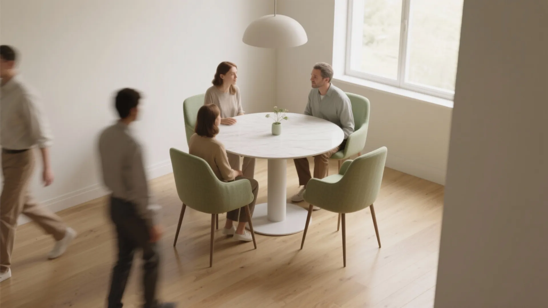 1. Round pedestal tables to maximize flow