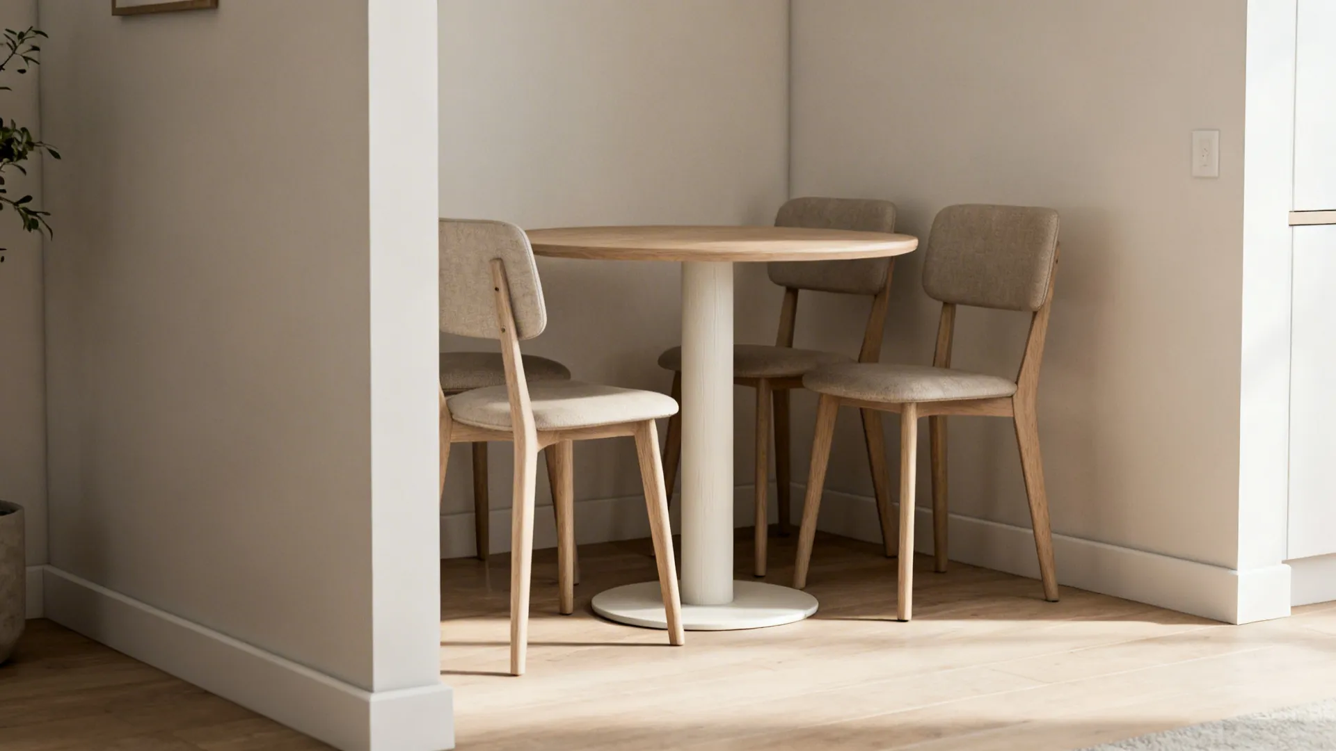 1. Round pedestal table (no corner chaos)