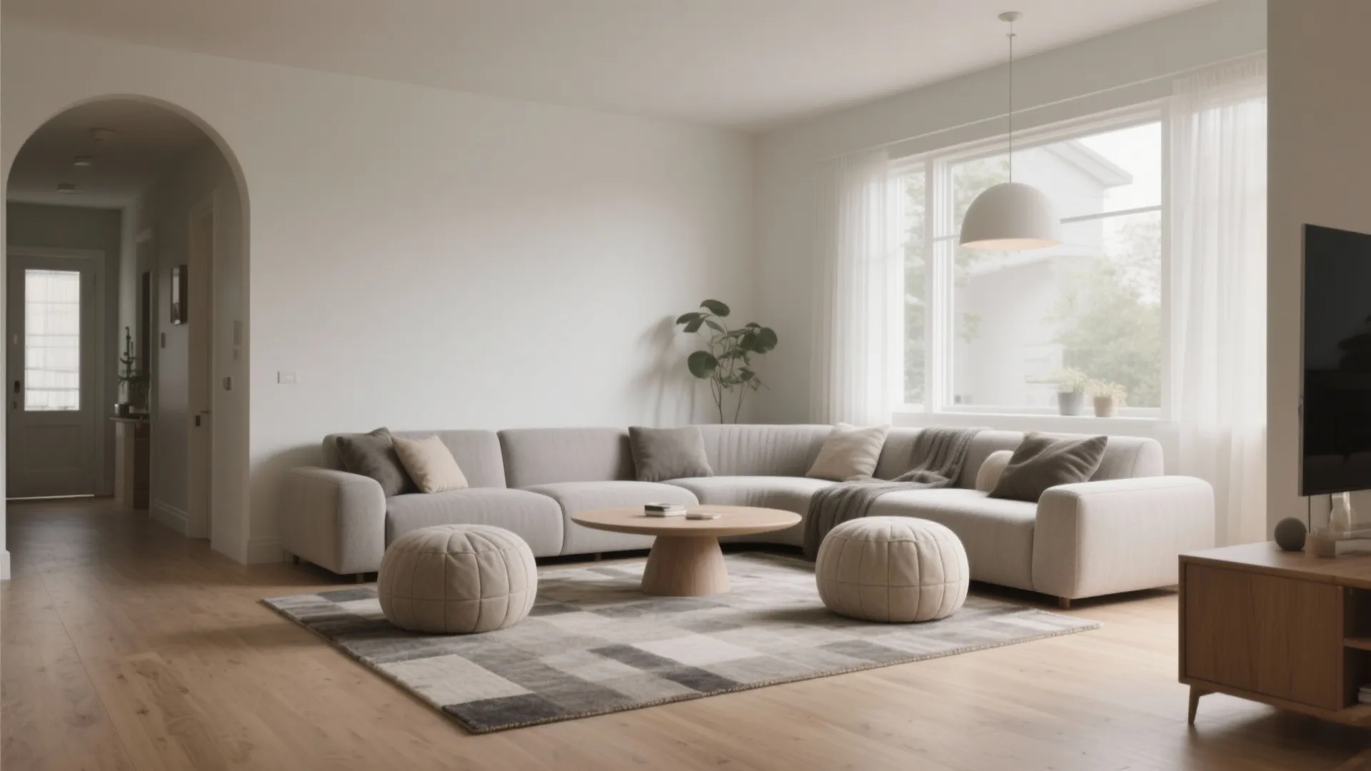 Round Pouf Ottomans to Soften Traffic