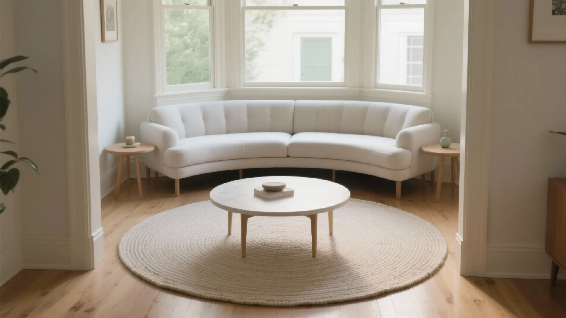 Round rug: soften corners and save inches