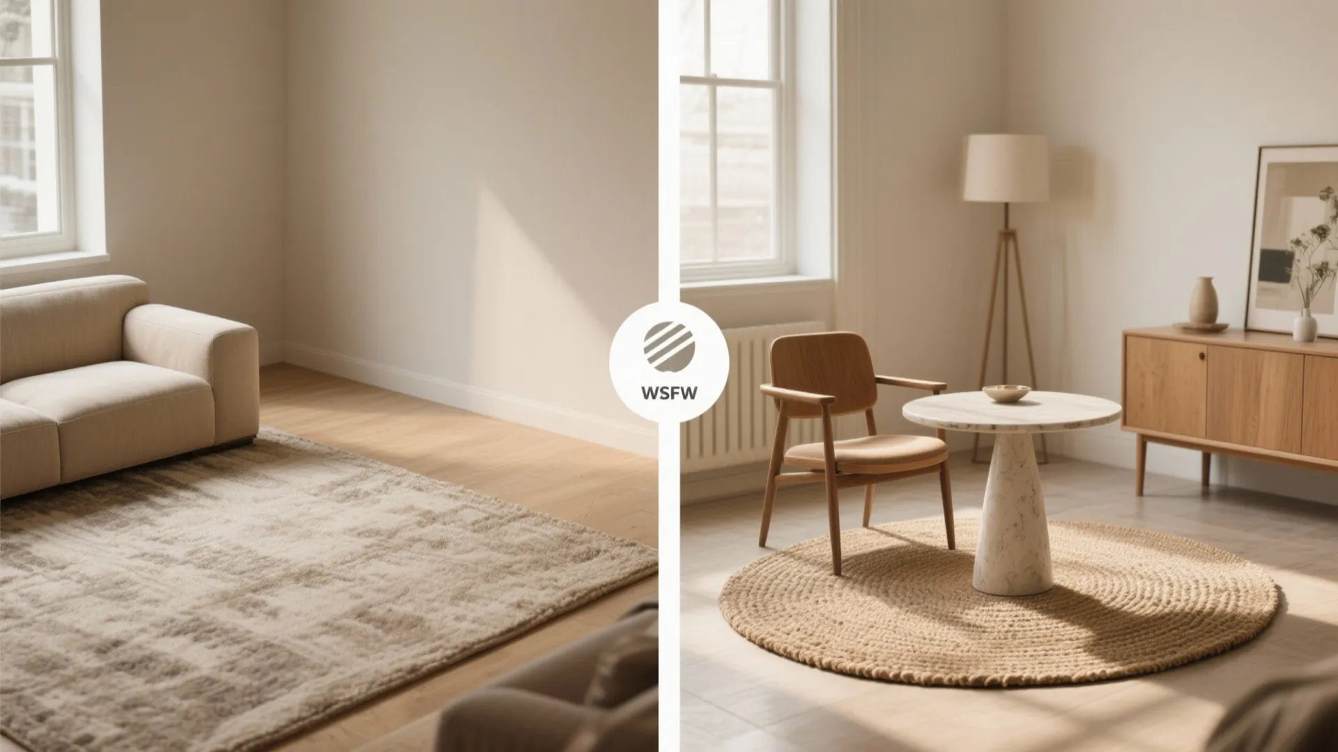 Round or oval rugs to soften corners