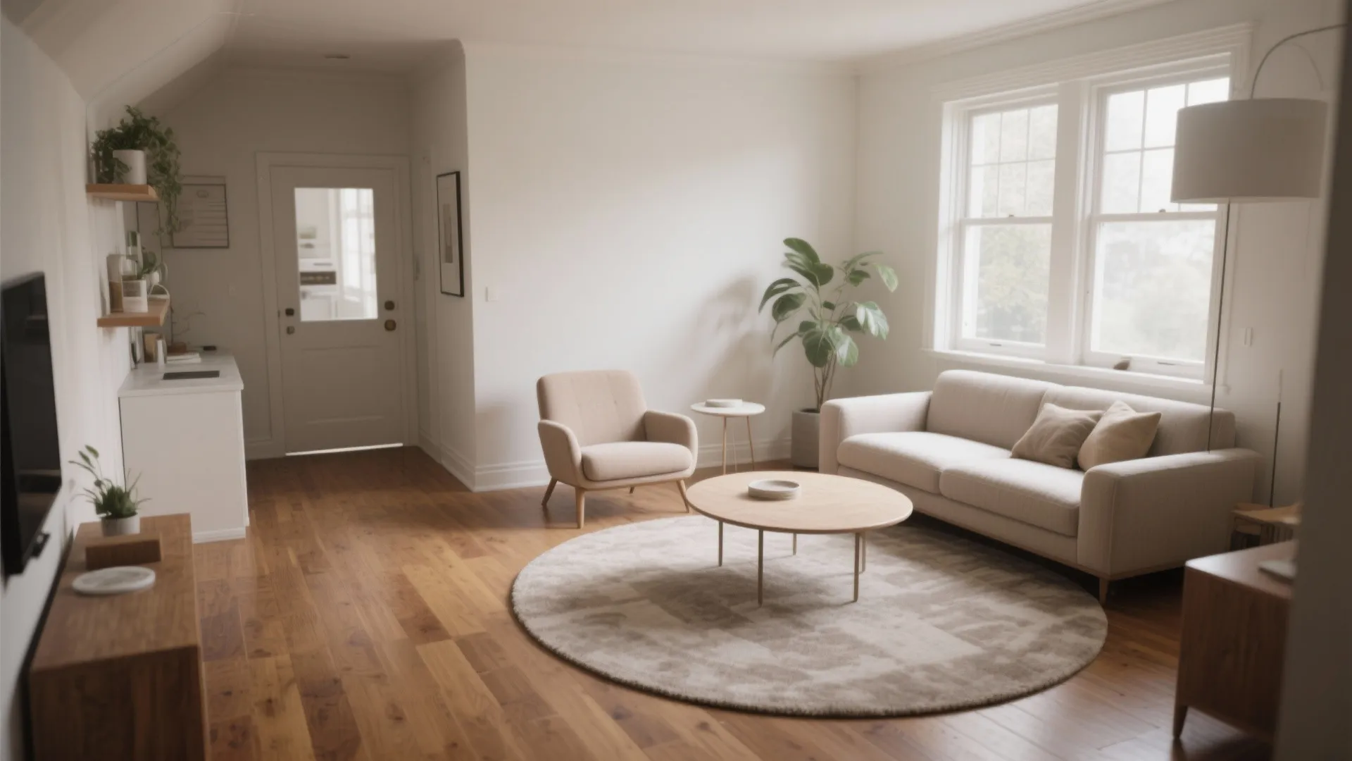 Round Rug to Soften Tight Traffic Paths