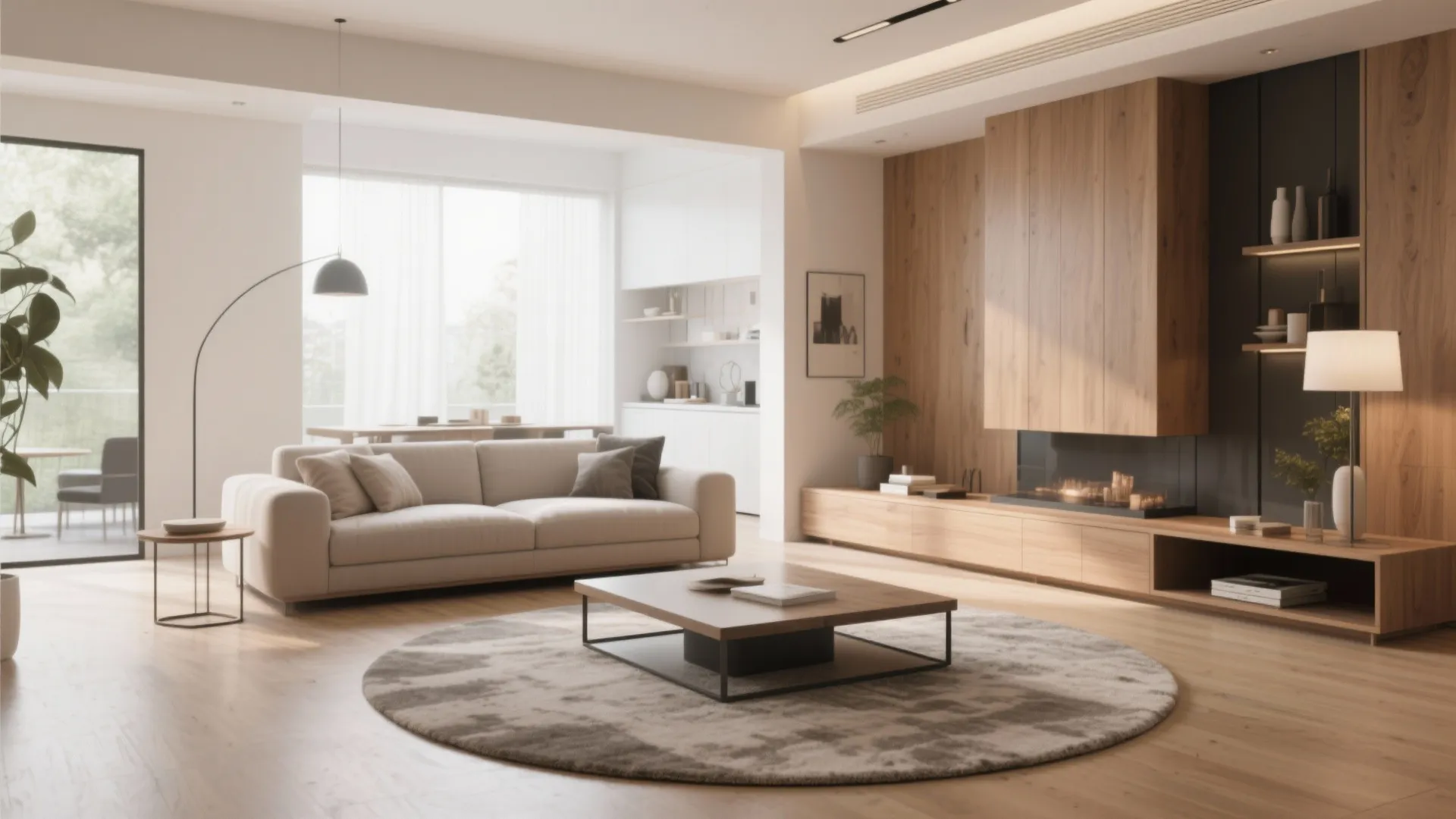 9. Round Rug in a Rectangular Space