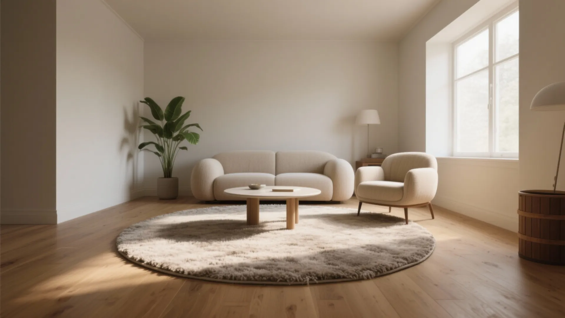 Round Rug to Soften Corners and Improve Flow