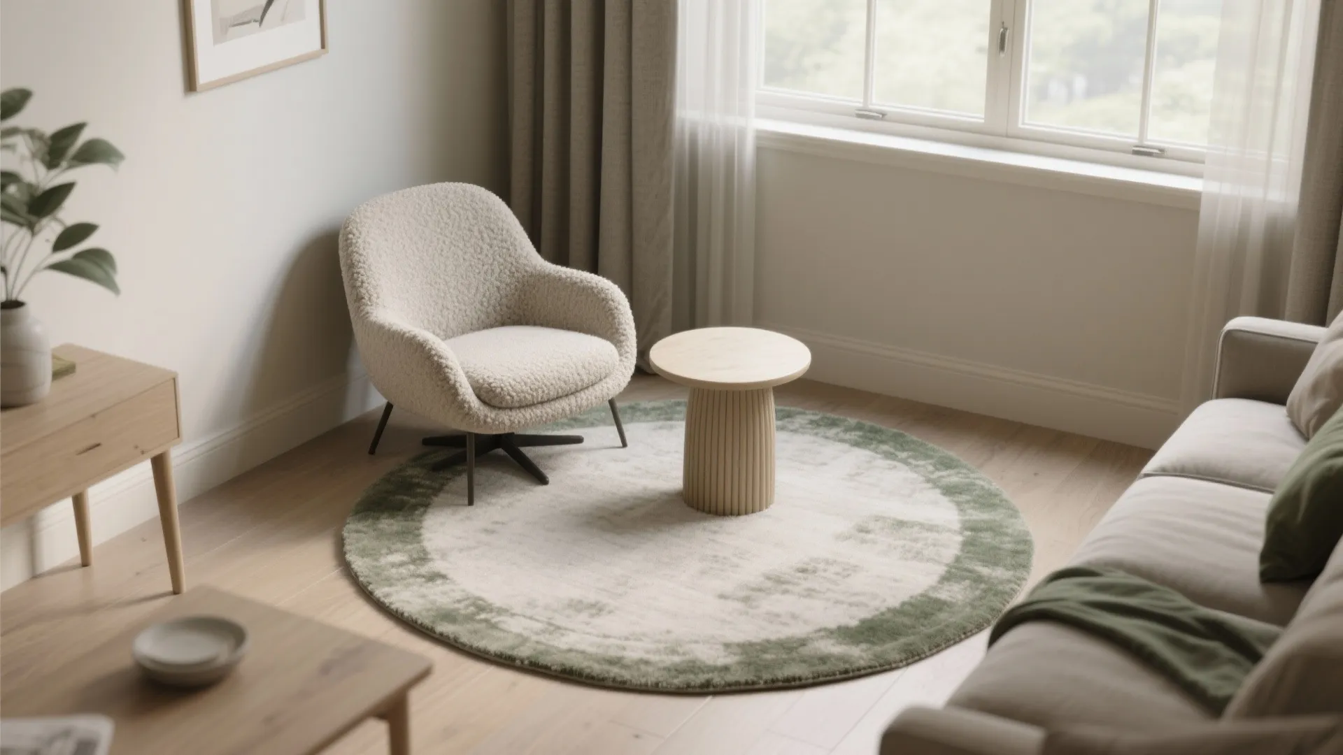 Use a Round Rug to Soften the Box