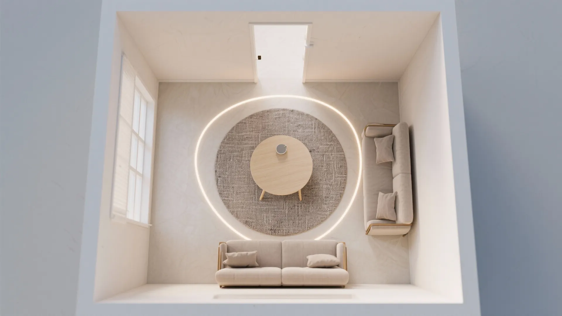 5) Round rug to soften corners and carve paths