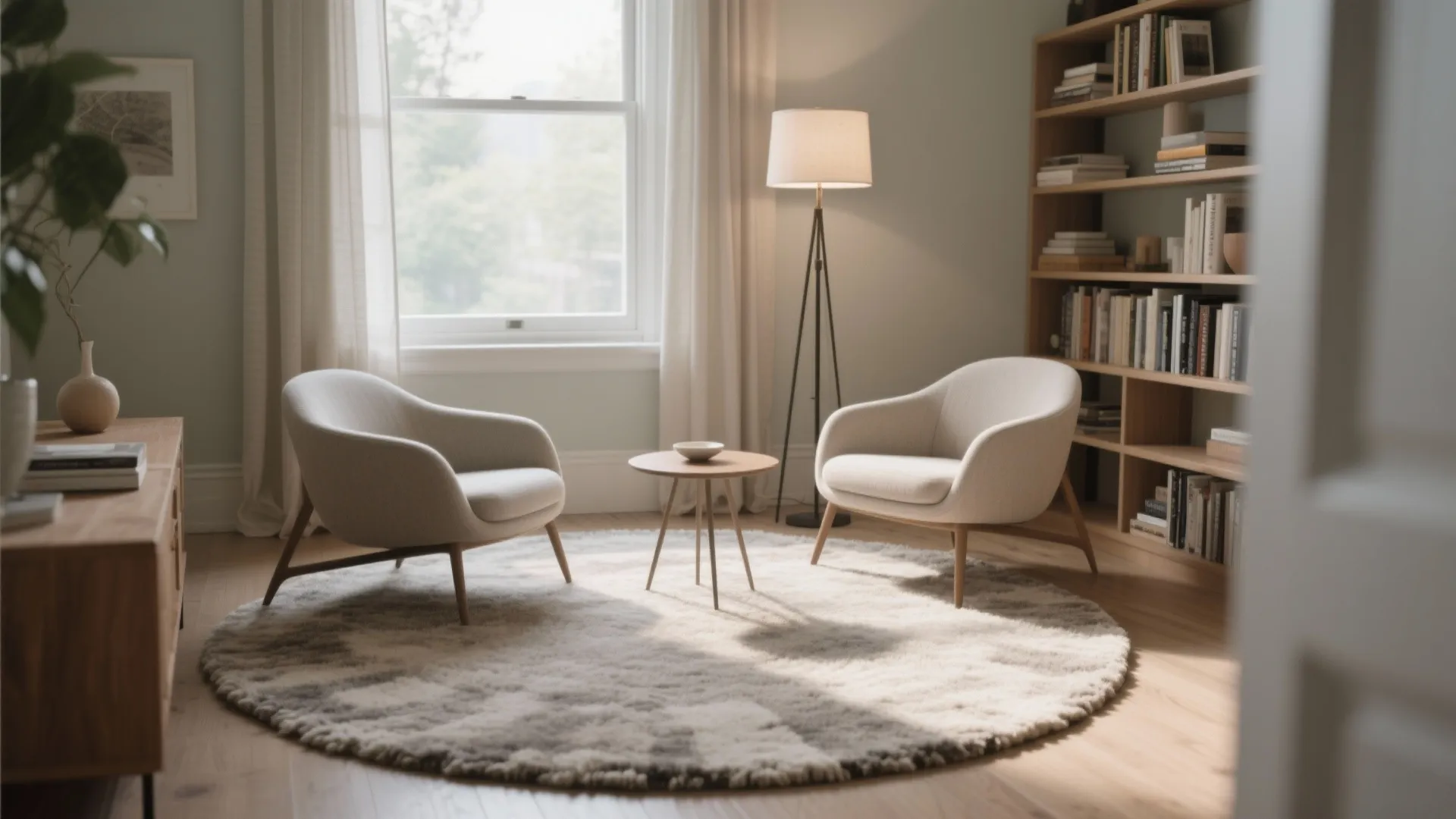 Round Rug to Soften Tight Layouts