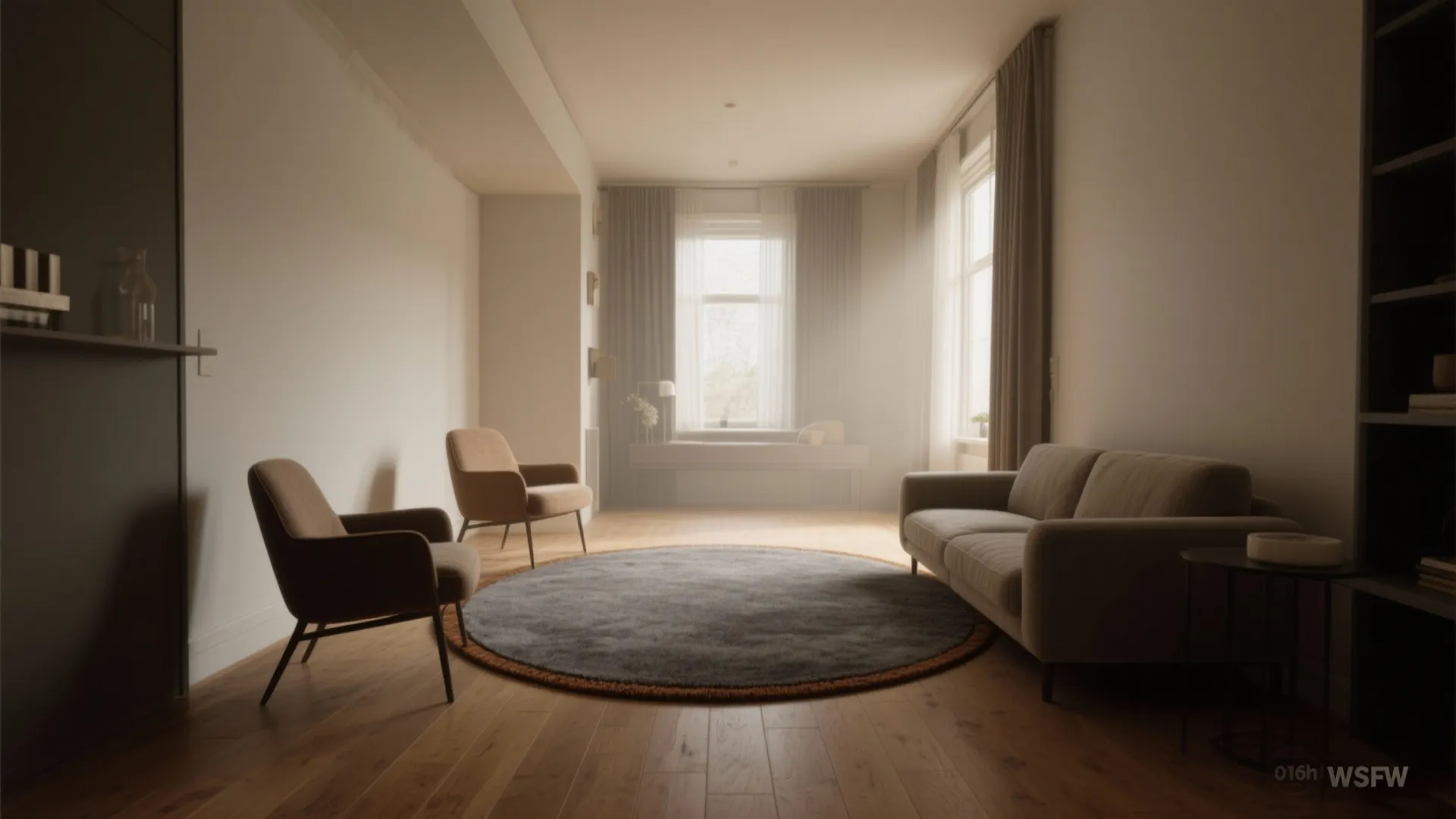 5. Round Rug to Soften Rectangular Rooms