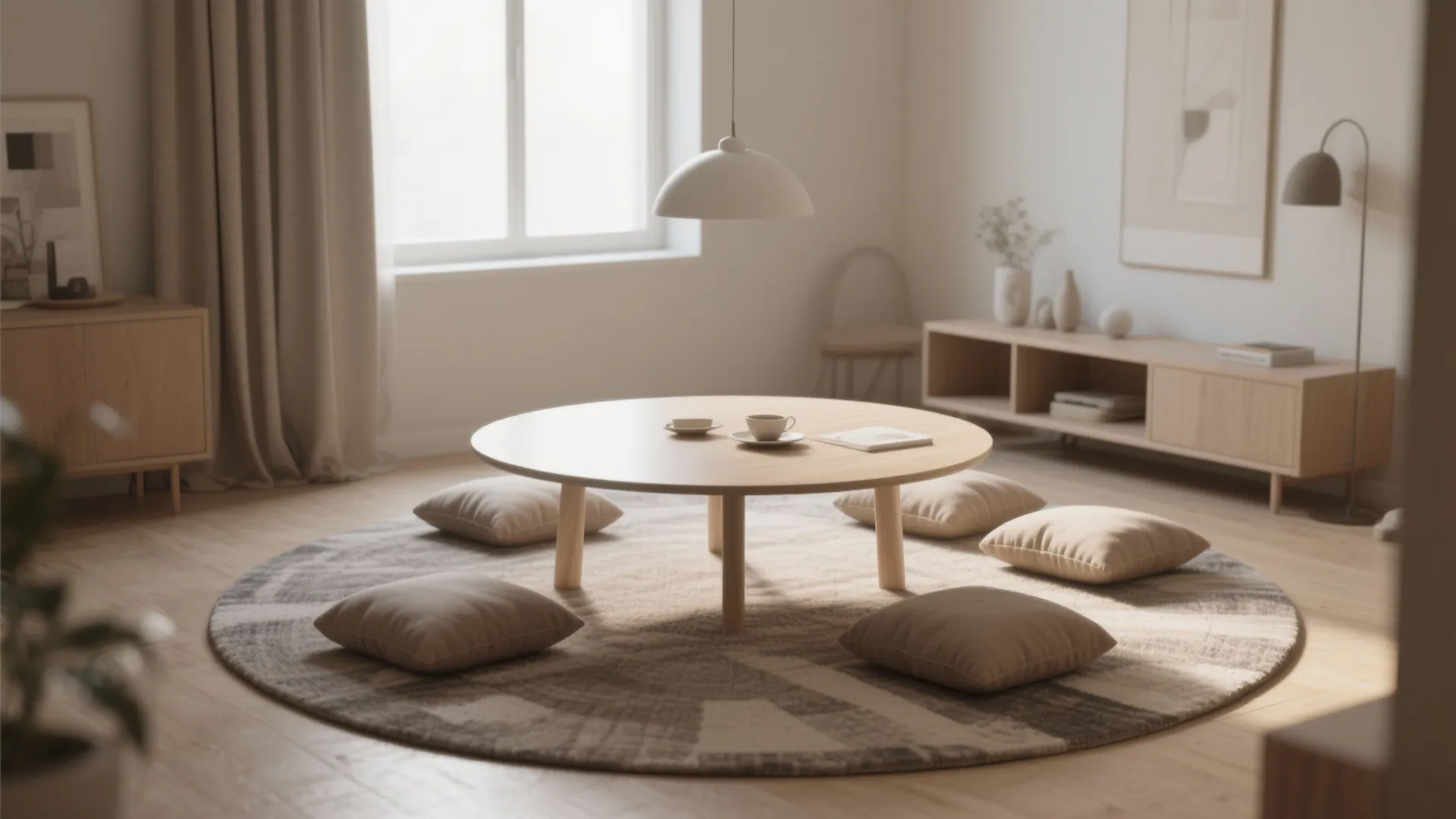 3. Play with round rugs underneath