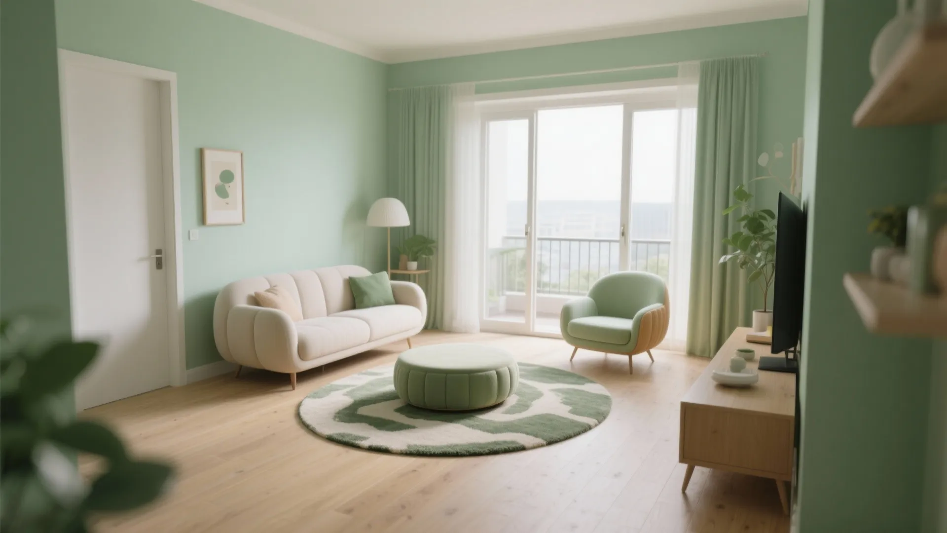 5) Round rug to soften corners and carve paths