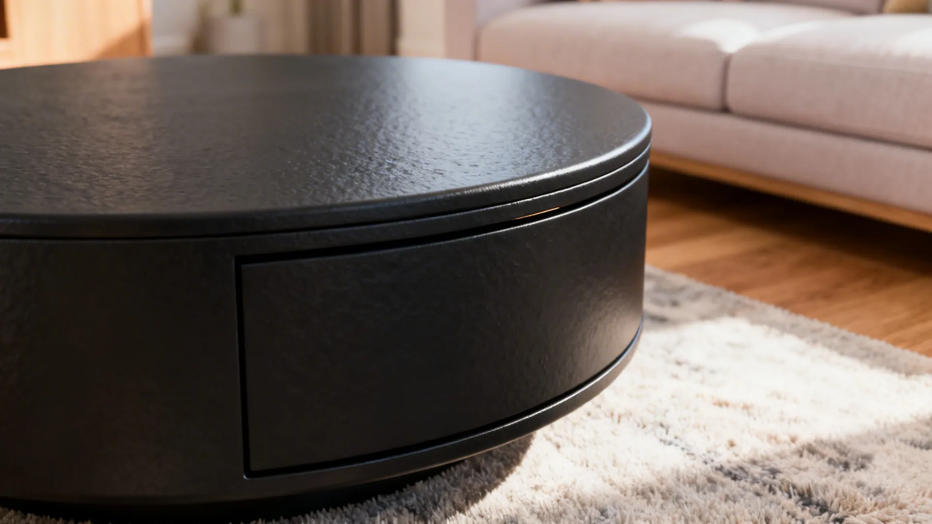 2. Round Black Coffee Table with Storage