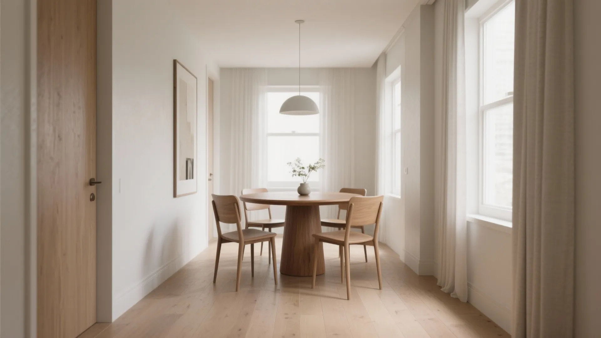 3. Round table + slim profile chairs