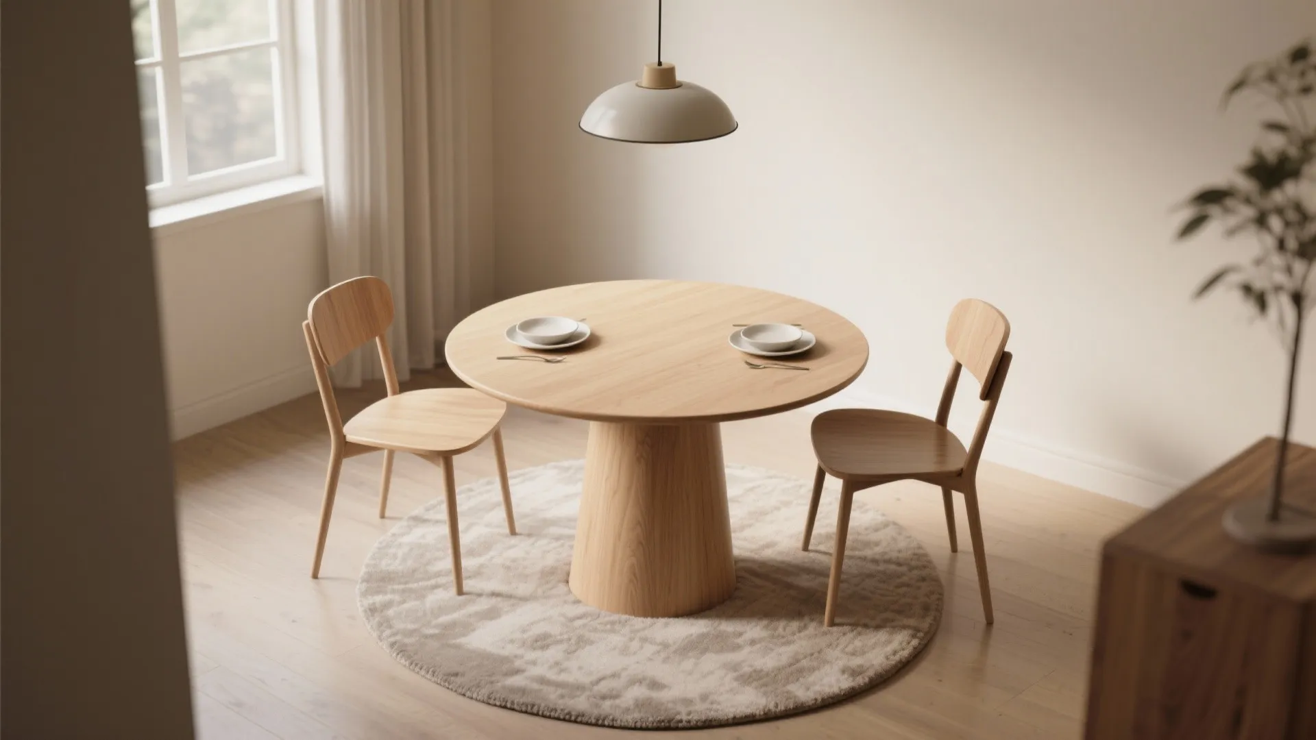 1. Small round table with two slender chairs