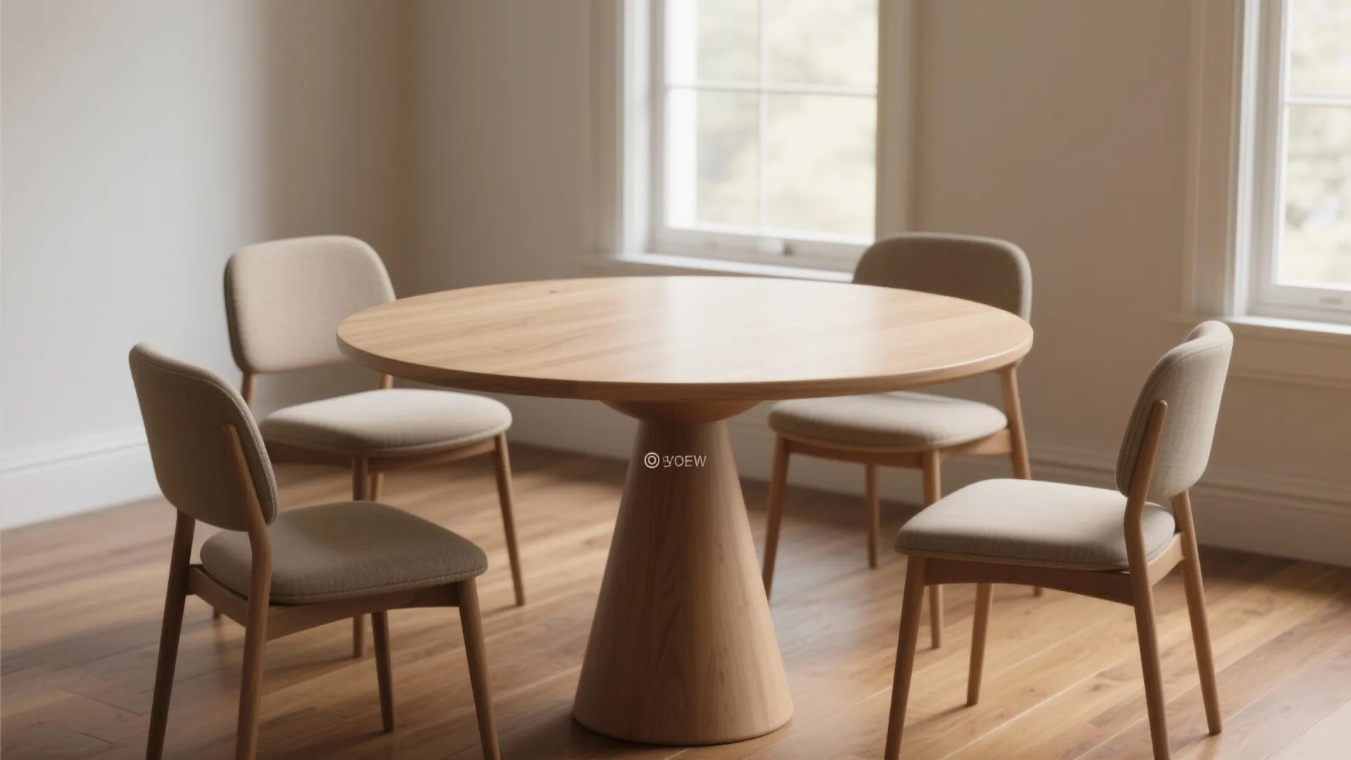 1. Round table + four armless chairs for flow
