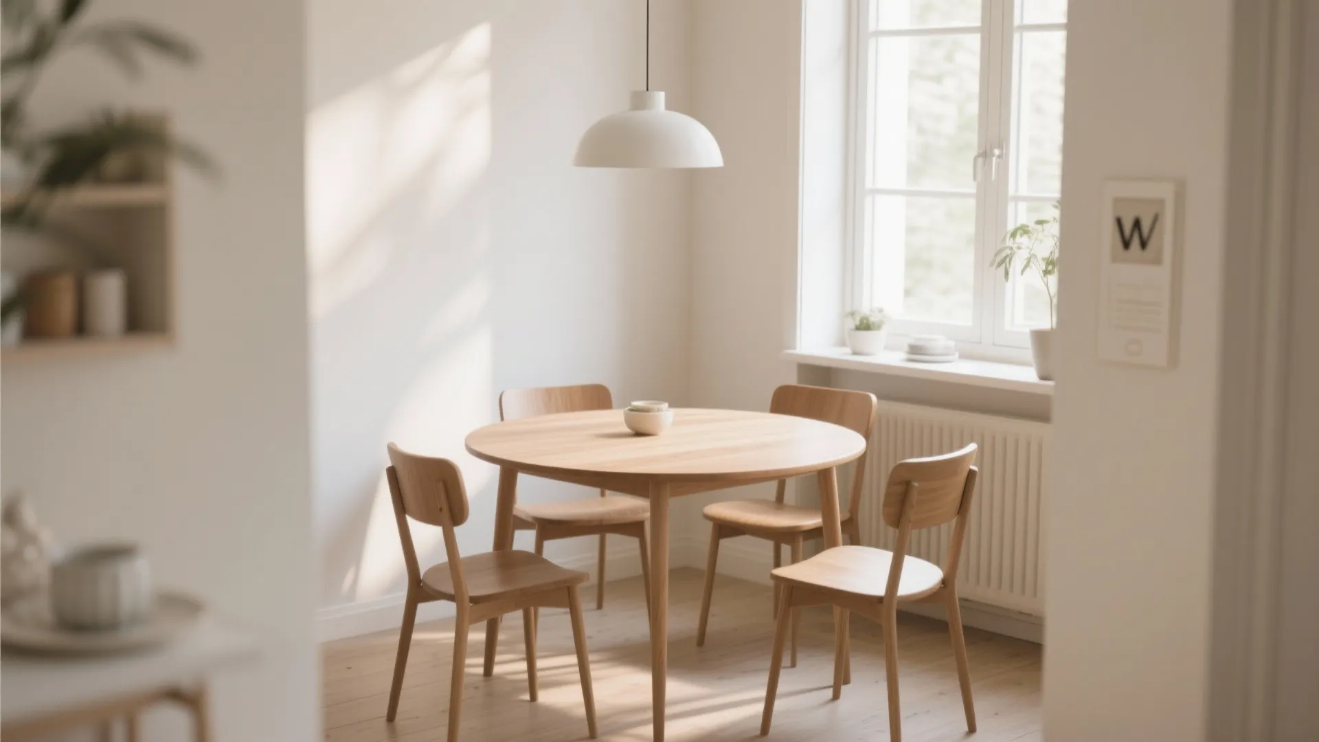 Small dining nook with round table for better flow