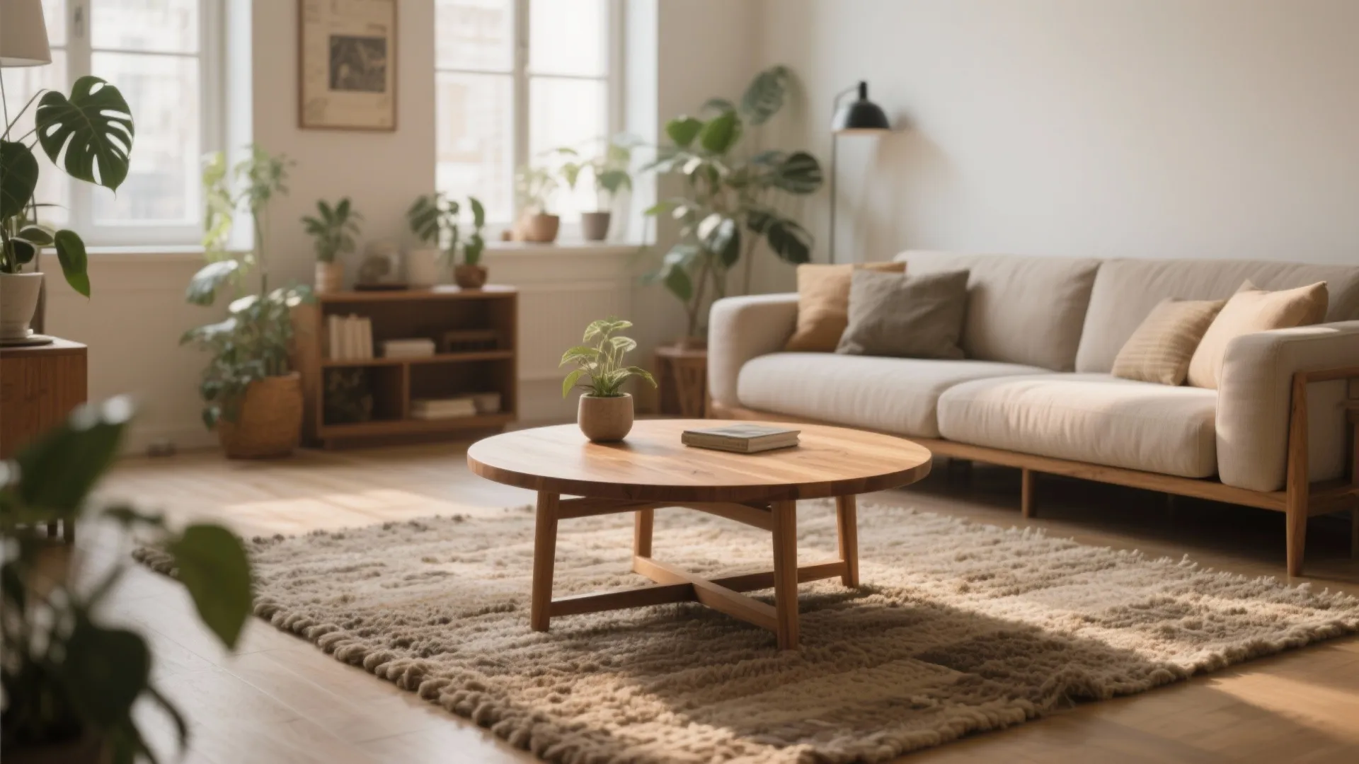 3. Round Wood Table for Softer Flow