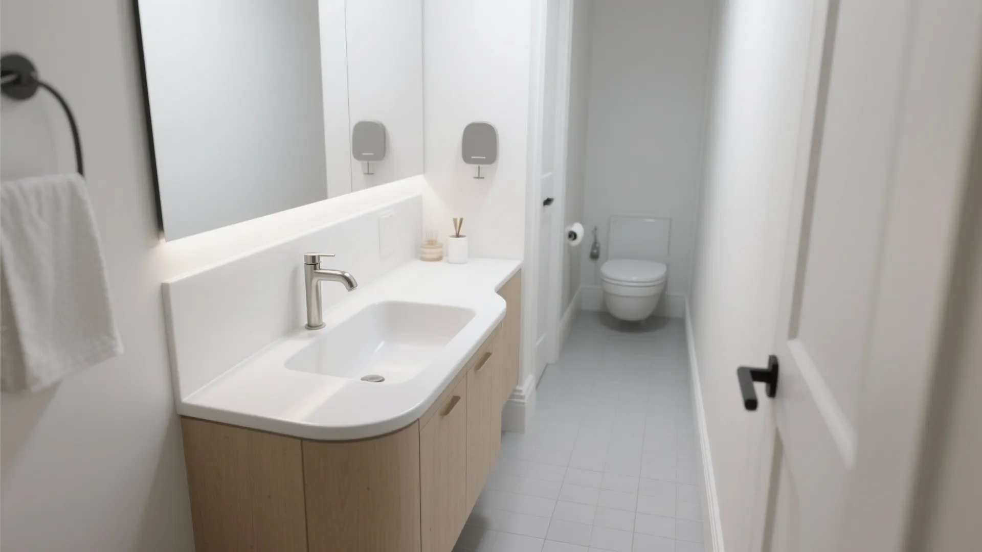 Shallow-Depth Vanity with Rounded Front (Slip-Resistant Flow)