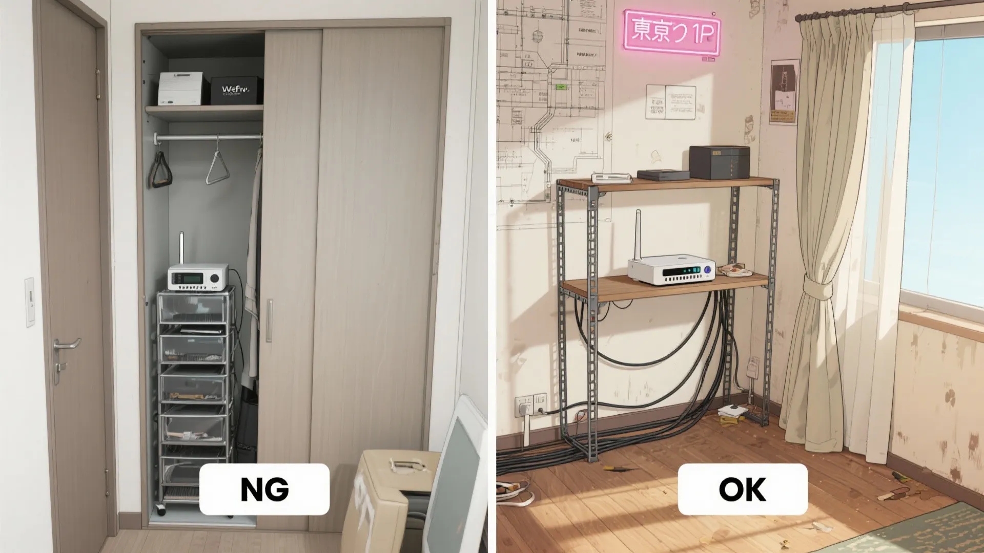 Tips 4: 家具配置と収納技巧で“電波を塞がない”。収納技巧が通信を速くする（収納技巧／アパート Wi‑Fi つなぎ方）