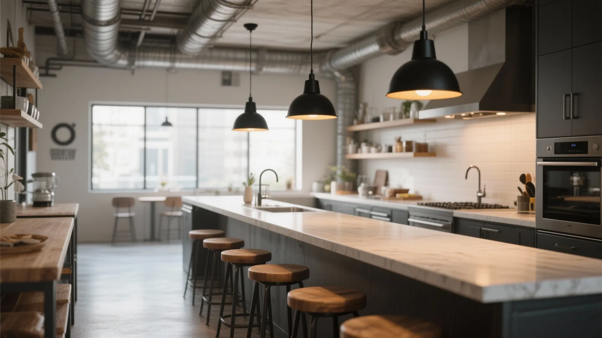 2. A row of mini pendants for linear countertops