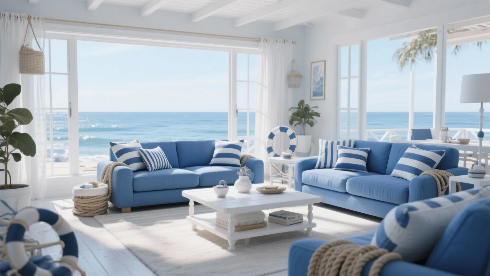 3. Royal Blue and White Coastal Theme