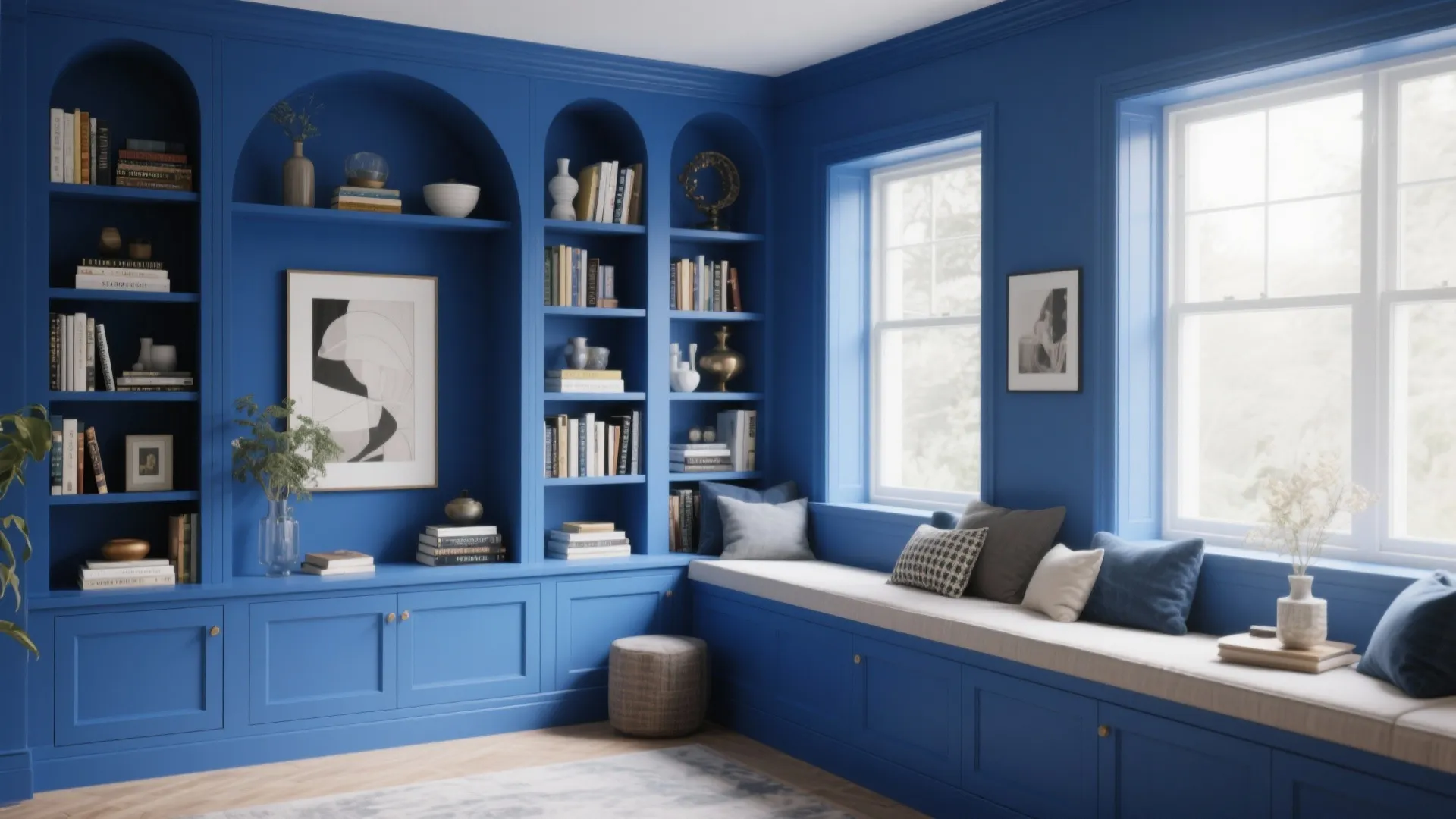 Royal Blue Built-In Shelving