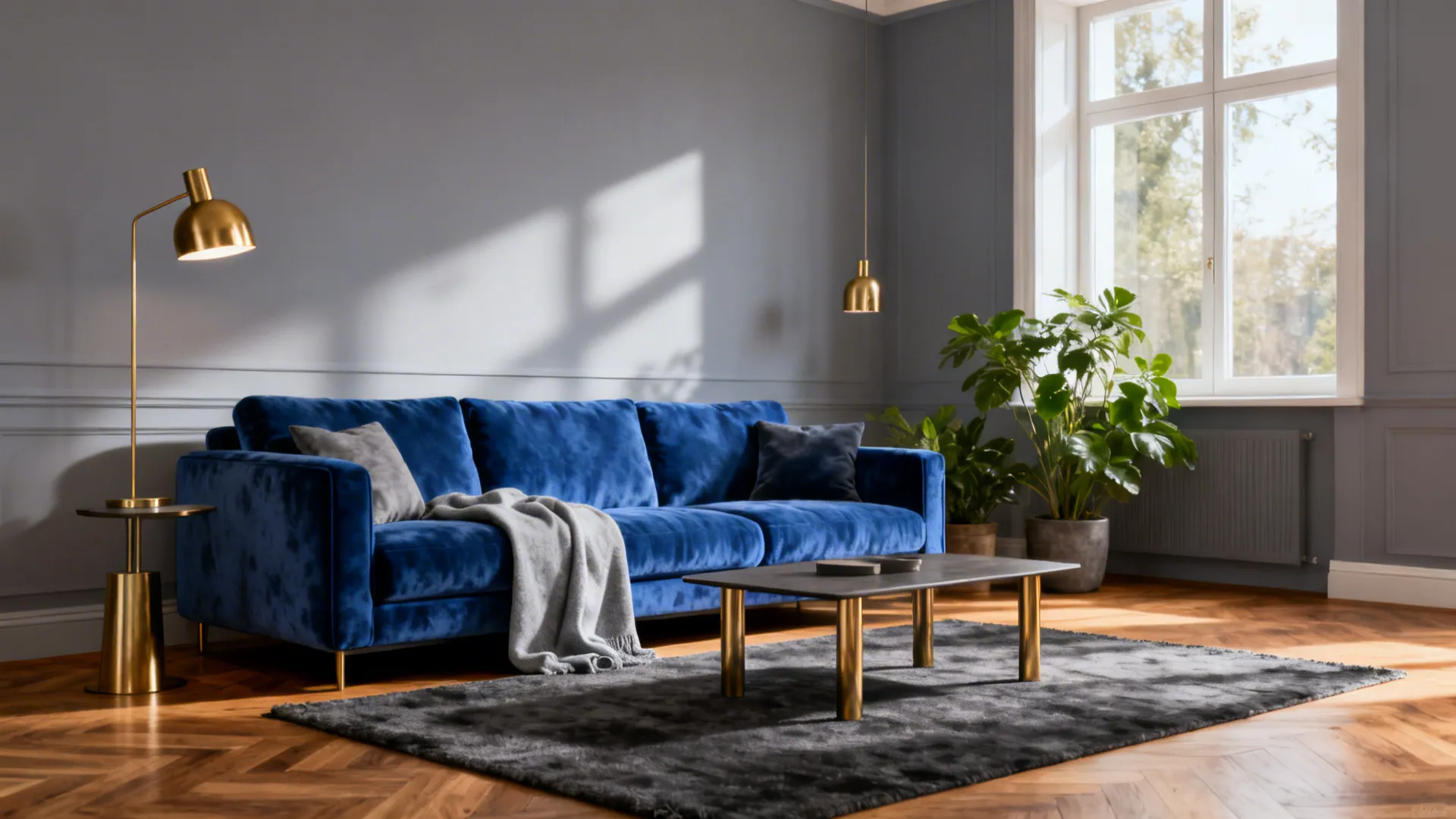 Royal Blue & Grey Living Room Ideas