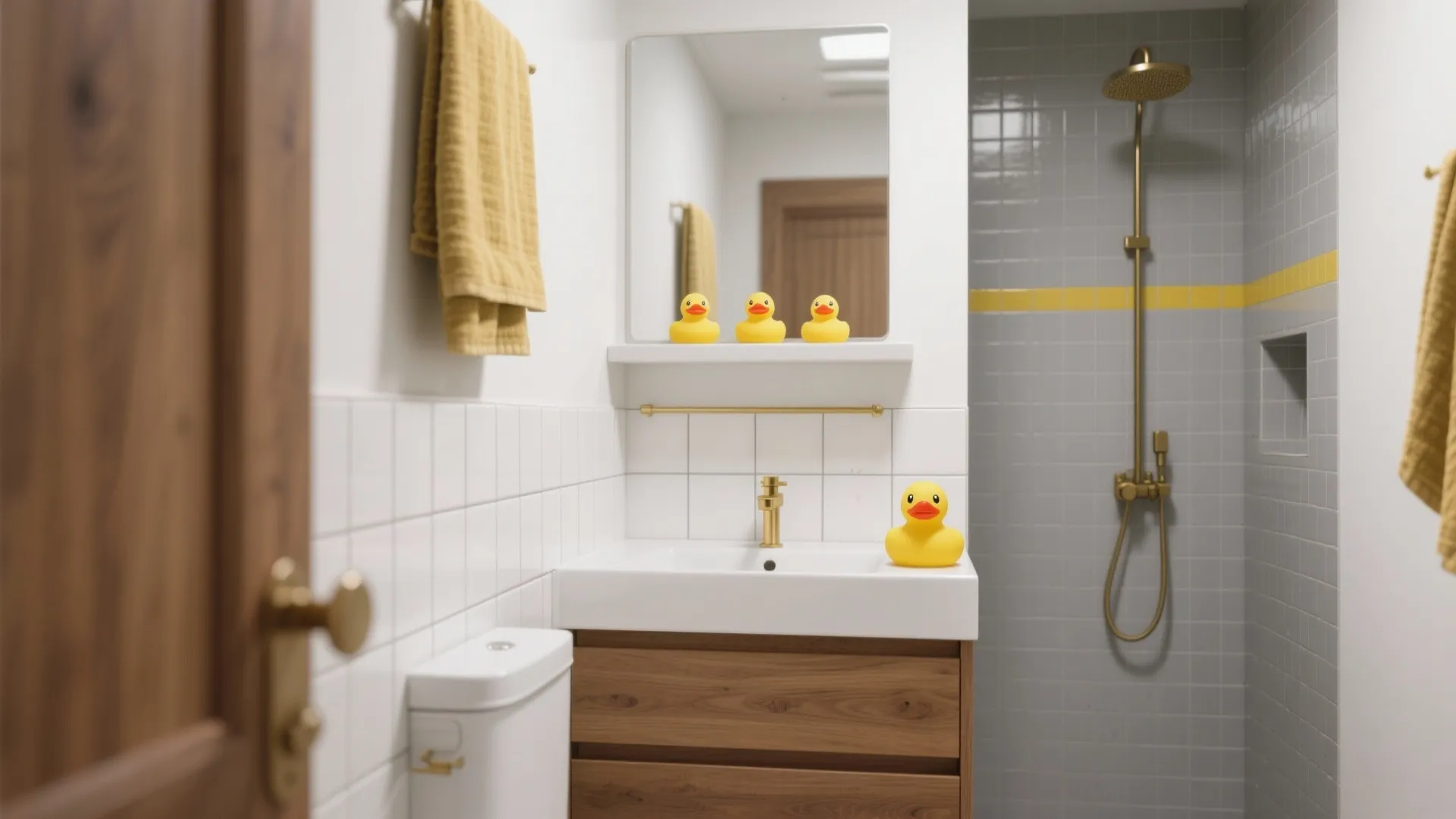 Rubber Ducky Bathroom Decor — 5 Playful Ideas: Five small-bath rubber ducky decor inspirations I’ve used to make tiny tubs joyful and functional