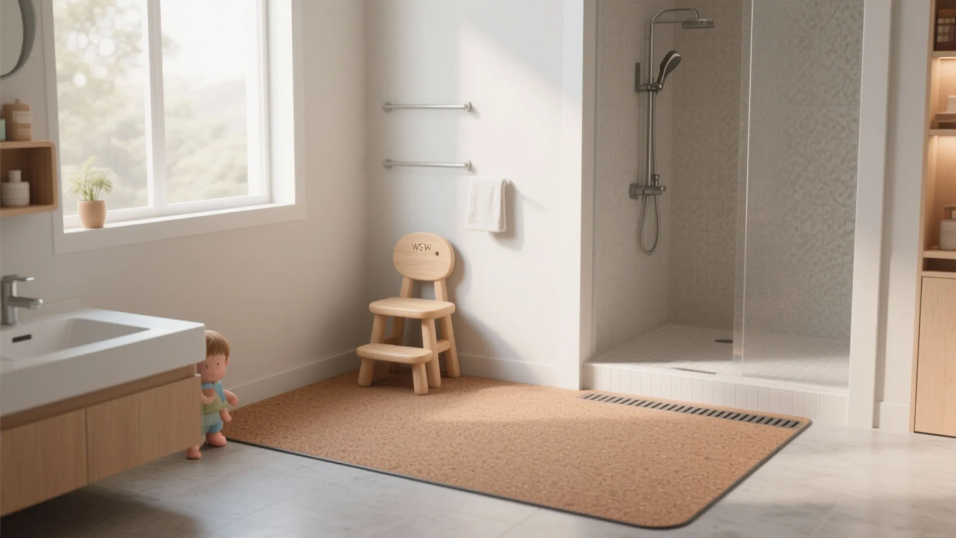 Rubber-Cork or Rigid Vinyl With Anti-Slip Topcoat