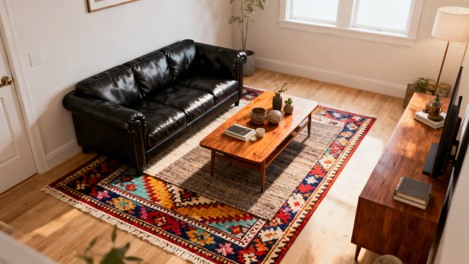 2. Anchor the space with a bold rug