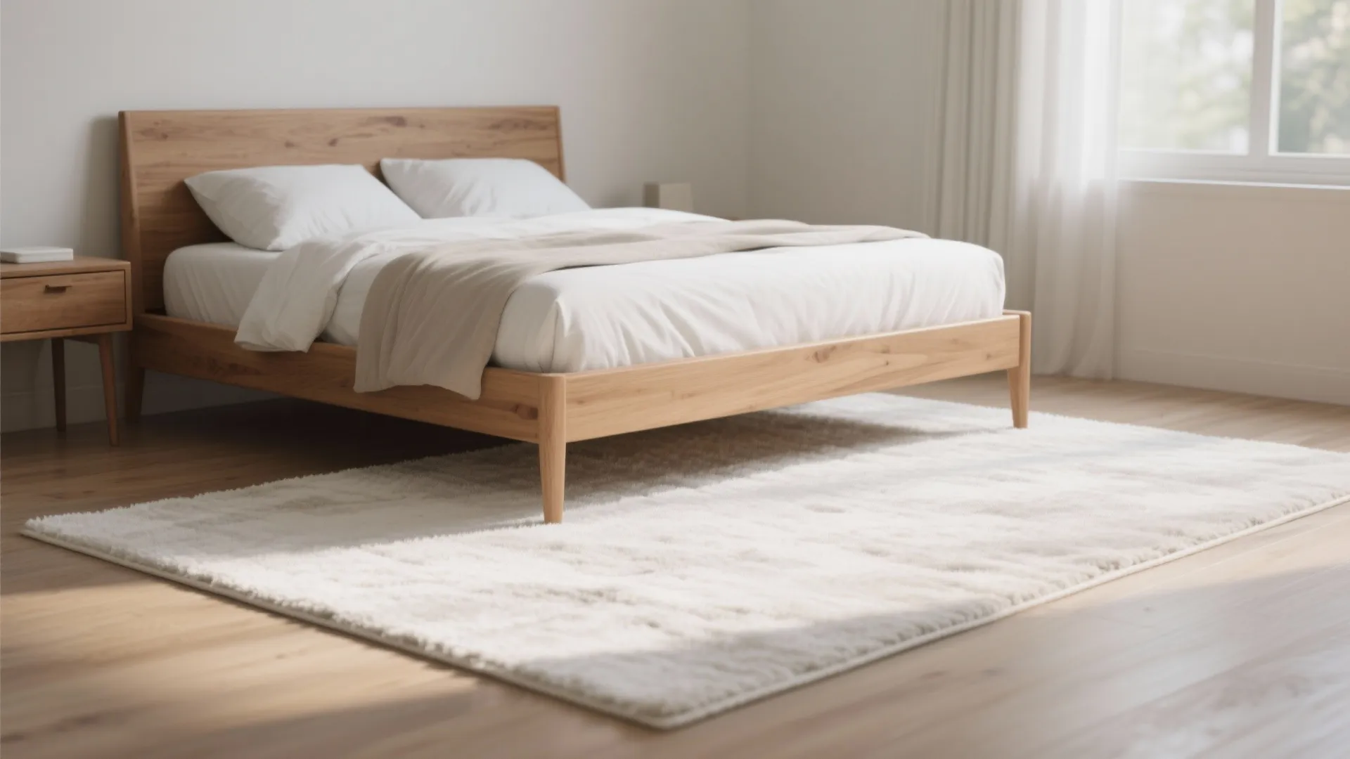 1. Use the rug as an “anchor” under the bed