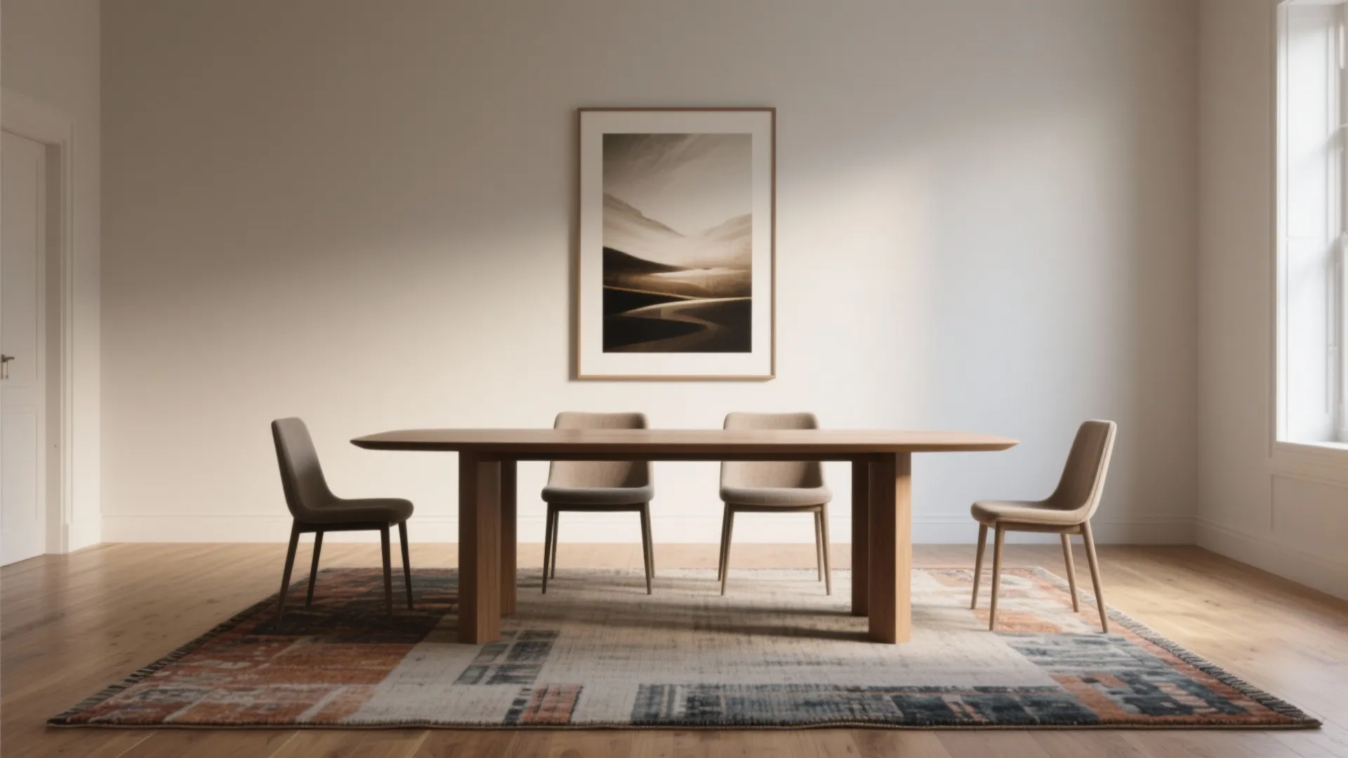 5. Layer rugs and scale art to balance proportions