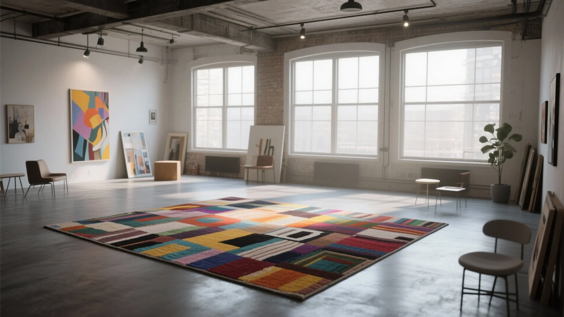 9. Using Rug as Art in Minimal Furniture Settings