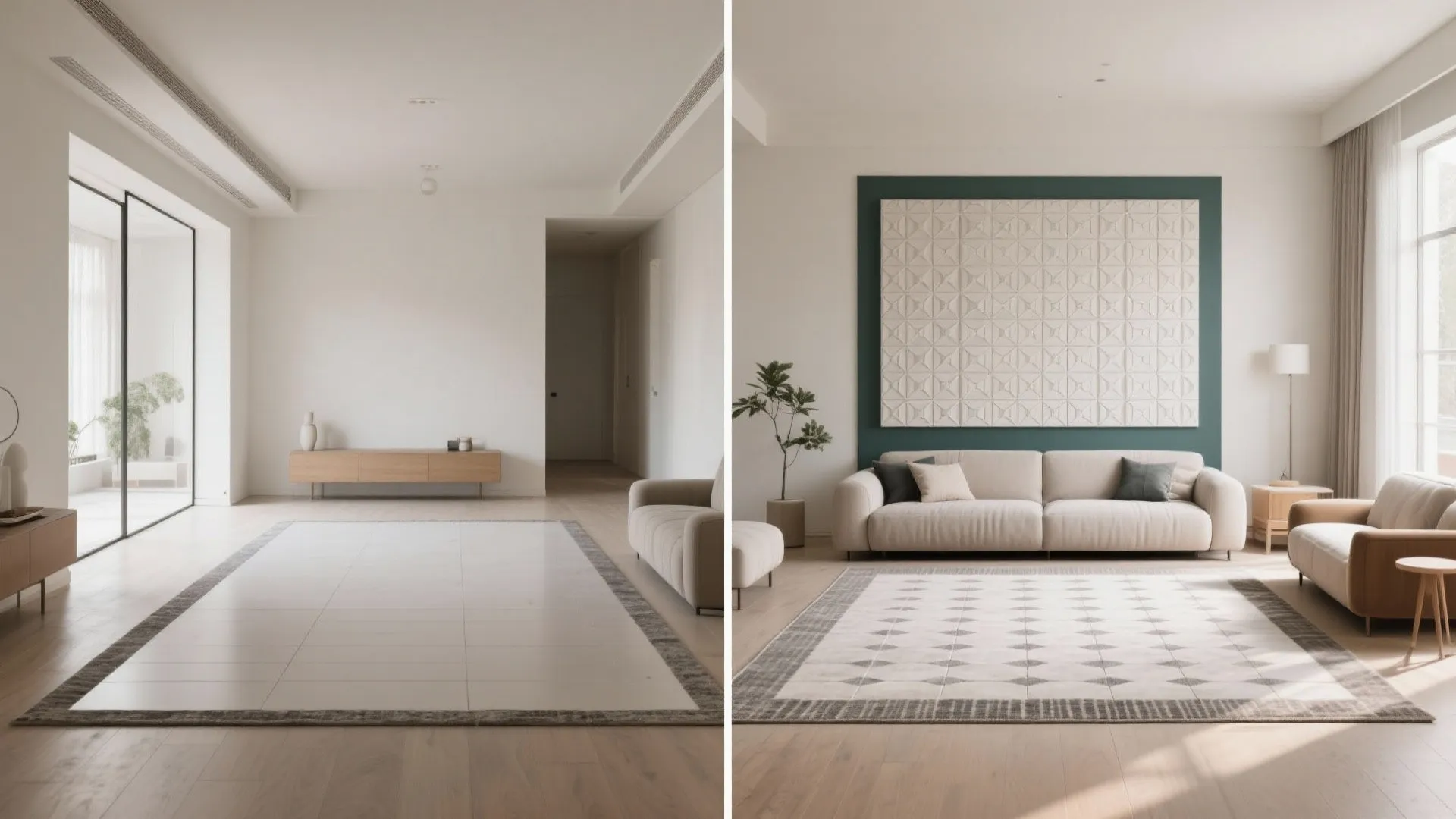 Tile Rug Zoning and Border Illusions