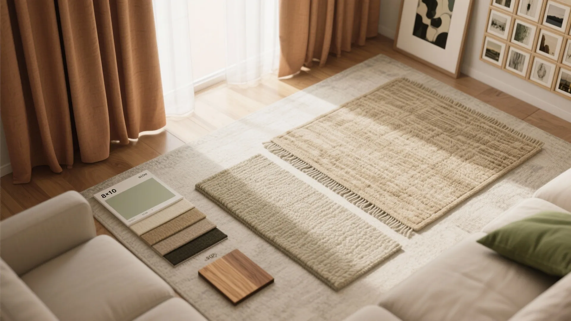 Idea 5: Set scale with the rug, drapery, and a focal rhythm